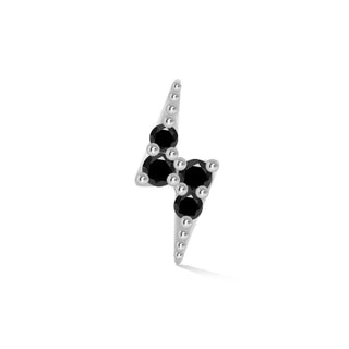 Black Diamond Flat Back Earring Small Lightning Bolt 14k White