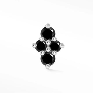 Black diamond flat back earring small southern cross 14k white - 14k gold