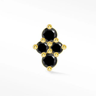 Black diamond flat back earring small southern cross 14k yellow - 14k gold