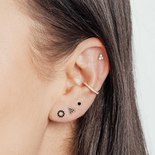 Black diamond stud earrings - flat back 14k | the wynning studs