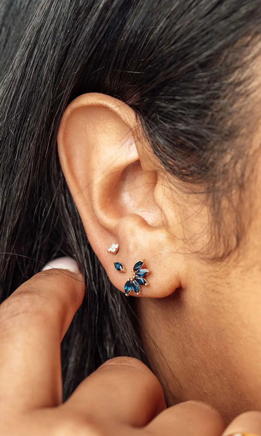Blue gemstone butterfly piercing jewelry
