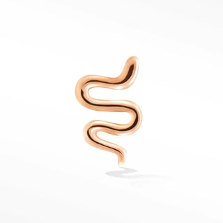 A 14k rose snake cartilage earring flat back with a smooth polished finish and elegant curves by the wynning studs