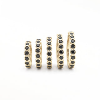 Cartilage Hoop Earrings 16G Bezel Eternity Black Diamond | 14K Gold