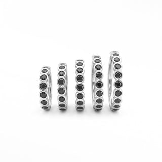 Cartilage Hoop Earrings 16G Bezel Eternity Black Diamond | 14K White Gold