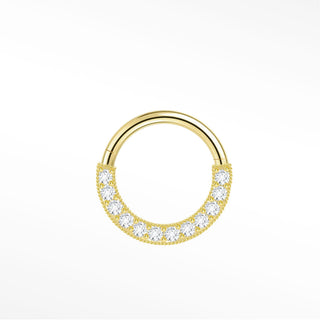 Cartilage Hoop Earrings 16G Crescent 3D Diamond | 14K Gold