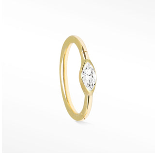 Cartilage Hoop Earrings 16G Marquise Moissanite | 14K Gold