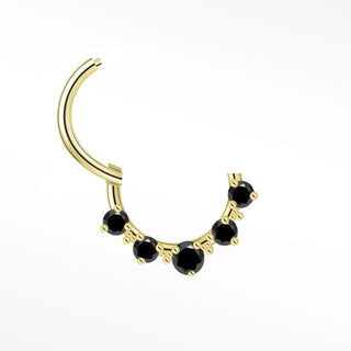 Cartilage Hoop Earrings 16G The Jubilee Black Diamond | 14K Gold