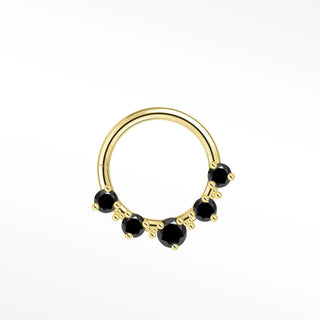 Cartilage Hoop Earrings 16G The Jubilee Black Diamond | 14K Gold