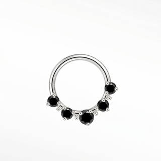 Cartilage Hoop Earrings 16G The Jubilee Black Diamond | 14K White Gold