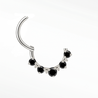 Cartilage Hoop Earrings 16G The Jubilee Black Diamond | 14K White Gold