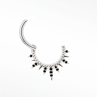 Cartilage Hoop Earrings 16G The Pave Iron Throne Black Diamond | 14K White Gold