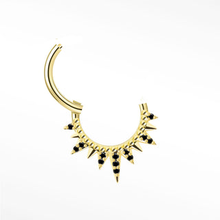 Cartilage Hoop Earrings 16G The Pave Iron Throne Black Diamond | 14K Gold