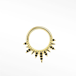 Cartilage Hoop Earrings 16G The Pave Iron Throne Black Diamond | 14K Gold