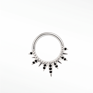 Cartilage Hoop Earrings 16G The Pave Iron Throne Black Diamond | 14K White Gold