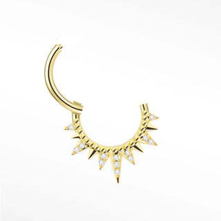 Cartilage Hoop Earrings 16G The Pave Iron Throne Diamond | 14K Gold