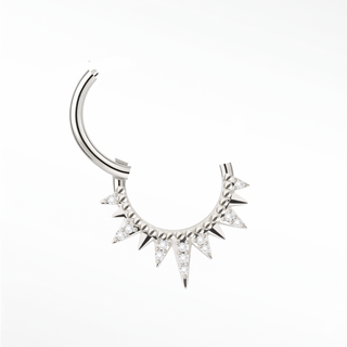 Cartilage Hoop Earrings 16G The Pave Iron Throne Diamond | 14K White Gold