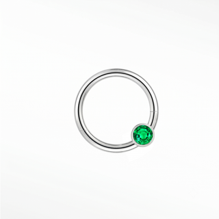 Cartilage Hoop Earrings 16G The Solitaire Bezel Emerald | 14K White Gold