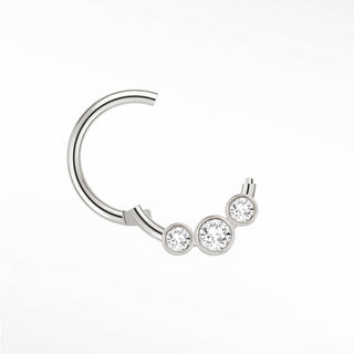 Cartilage Hoop Earrings 16G The Trinity Diamond | 14K White Gold