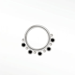 Cartilage Hoop Earrings 16G Zenith Daith Septum Ring Black Diamond | 14K White Gold