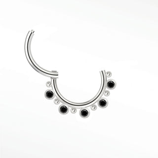 Cartilage Hoop Earrings 16G Zenith Daith Septum Ring Black Diamond | 14K White Gold
