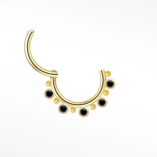 Cartilage Hoop Earrings 16G Zenith Daith Septum Ring Black Diamond | 14K Gold