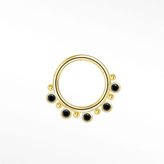 Cartilage Hoop Earrings 16G Zenith Daith Septum Ring Black Diamond | 14K Gold