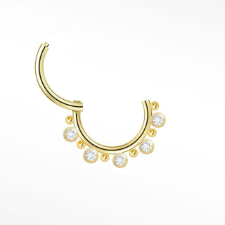 Cartilage Hoop Earrings 16G Zenith Daith Septum Ring Diamond | 14K Gold