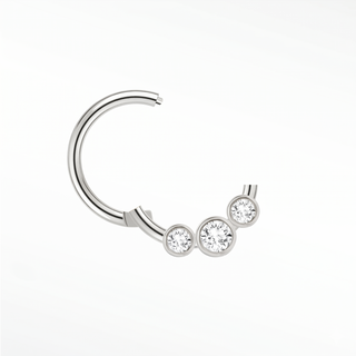 Cartilage Hoop Earrings 18G The Trinity Diamond 18G | 14K White Gold