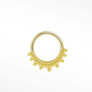 Cartilage hoop earrings by nina wynn featuring the elaborate 14k yellow gold royal granulation design. This luxury