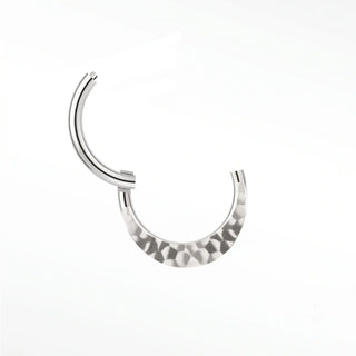 Cartilage hoop earrings by nina wynn featuring a handcrafted celestial hammer texture in 14k white gold. This luxury