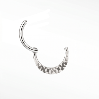 Cartilage hoop earrings by nina wynn featuring a handcrafted celestial hammer texture in 14k white gold. This luxury