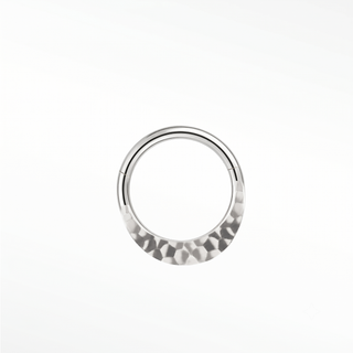 Cartilage hoop earrings by nina wynn featuring a handcrafted celestial hammer texture in 14k white gold. This luxury