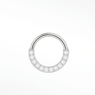 Cartilage hoop earrings in 14k white gold with a luxurious 3d domed diamond pavé. Experience immersive multi-angle