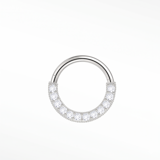 Cartilage hoop earrings in 14k white gold with a luxurious 3d domed diamond pavé. Experience immersive multi-angle