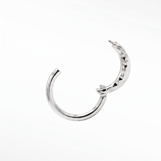 Cartilage hoop earrings in 14k white gold with a hammered croissant texture. Elevate your ear stack this chic
