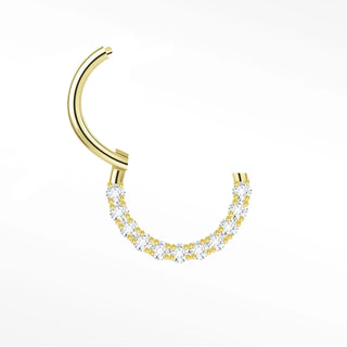 Cartilage hoop earrings by nina wynn featuring a brilliant crescent of pave-set lab-grown diamonds in 14k yellow gold.