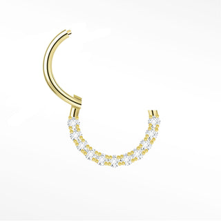 Cartilage hoop earrings by nina wynn featuring a brilliant crescent of pave-set lab-grown diamonds in 14k yellow gold.