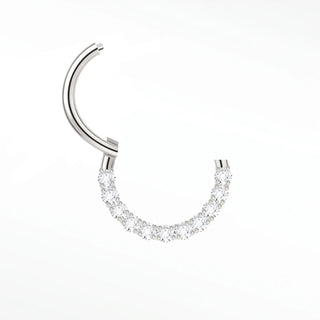 Cartilage hoop earrings by nina wynn featuring a brilliant crescent of pave-set lab-grown diamonds in 14k white gold.