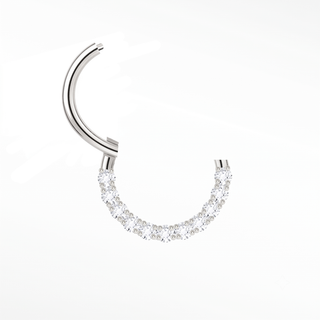 Cartilage hoop earrings by nina wynn featuring a brilliant crescent of pave-set lab-grown diamonds in 14k white gold.