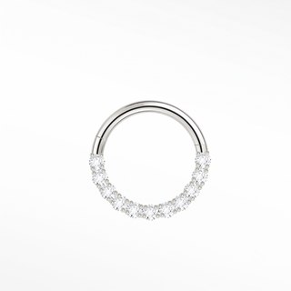 Cartilage hoop earrings by nina wynn featuring a brilliant crescent of pave-set lab-grown diamonds in 14k white gold.