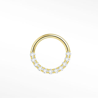 Cartilage hoop earrings by nina wynn featuring a brilliant crescent of pave-set lab-grown diamonds in 14k yellow gold.