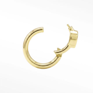 Cartilage hoop earrings featuring a vibrant 18g marquise natural emerald in 14k gold. Infuse regal energy into your ear