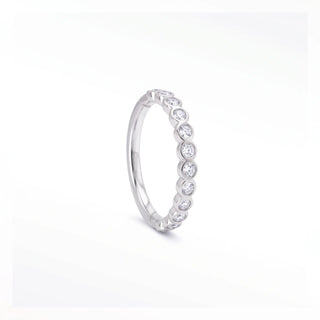 Cartilage hoop earrings with lab grown diamonds in a bezel eternity style. This 16g 14k white gold adds brilliant