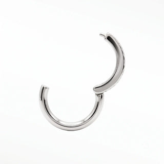 Cartilage hoop earrings featuring nina wynn’s signature florentine finish. Handcrafted 14k white gold clickers
