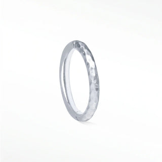 Cartilage hoop earrings with a handcrafted 18g hammered texture. Add an organic light-catching glow to your 14k white