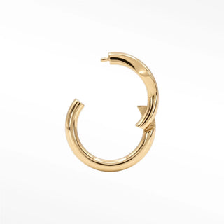 Cartilage hoop earrings showcasing a chic marquise shape. Made from premium 14k gold this 16g provides modern