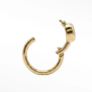 Cartilage hoop earrings with a mystical marquise moonstone in 14k gold. This 16g handcrafted design is dreamy secure