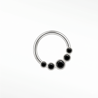 Cartilage hoop earrings featuring a bold sunburst of five bezel-set black diamonds in 14k white gold. Introduce dark
