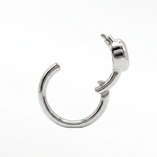Cartilage hoop earrings highlighted by a gorgeous pink sapphire in marquise cut. Crafted 14k white gold this 16g offers