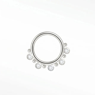 Cartilage hoop earrings in 14k white gold with a graduated lab diamond crown. Crown your daith or septum this radiant